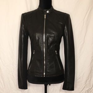 EXPRESS Faux Leather Moto Jacket, Black, Size S